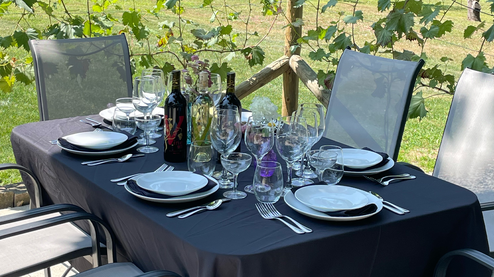wine tasting table setting
